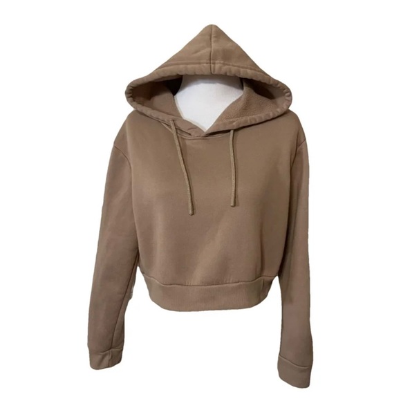 ▪️6/$25▪️ SHEIN Tan Cropped Hoodie - Picture 1 of 5